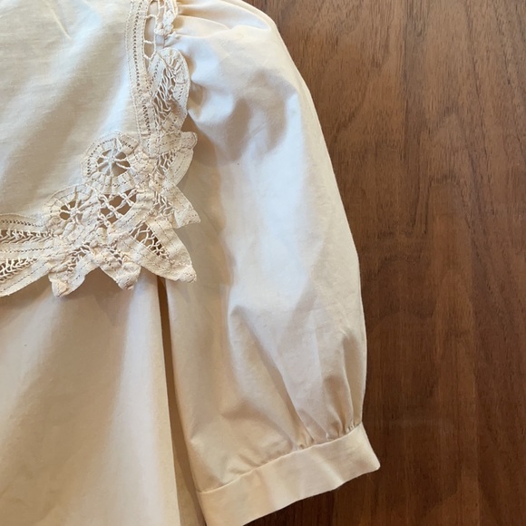 Vintage boutique blouse lace shirt prairie top cream girls size 10 - Picture 4 of 13